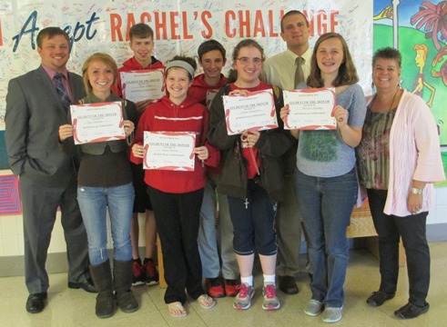 From left to right: Mr. Timothy Dadich, Senior Gigi DeWeese, Junior Ryan Edder, Junior Hope Ruckert, Freshman Jerrett Boyd, Sophomore Allison Bonaparte, Mr. Frank Hernandez, 
Freshman Hannah Shumsky, and Mrs. Ellen Hill.
Missing from photo: Sophomore Brett Adams and Senior Tristan Cumberledge.
