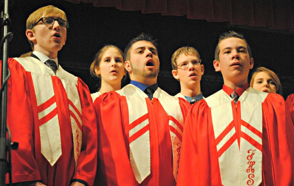 Choir members perform at the band and chorus concert on Dec. 16.