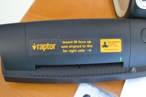 The new Raptor system in the main office allows secretaries to make passes for visitors using their driver’s license.