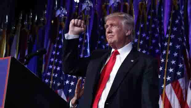 Donald Trump delivers his victory speech on Nov. 9 after winning the presidential election
