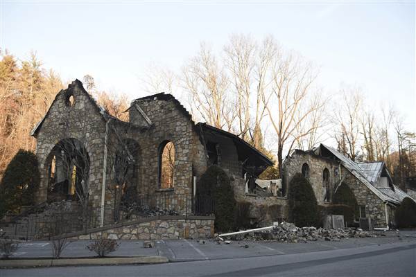 The remainings of a house that suffered damages from the Gatlinburg fire that began destruction on Nov. 28.
