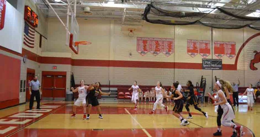 The team reacting to a shot from the Laurel Spartans on Dec. 19.