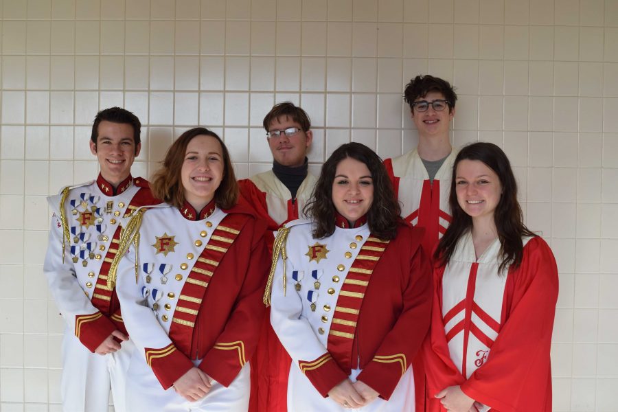 From left to right: Kameron Mayhue, Hannah Shumsky, Aaron James, Nikki Kammer, Dante Colorito and Claudia Huggins attend district band and chorus festivals