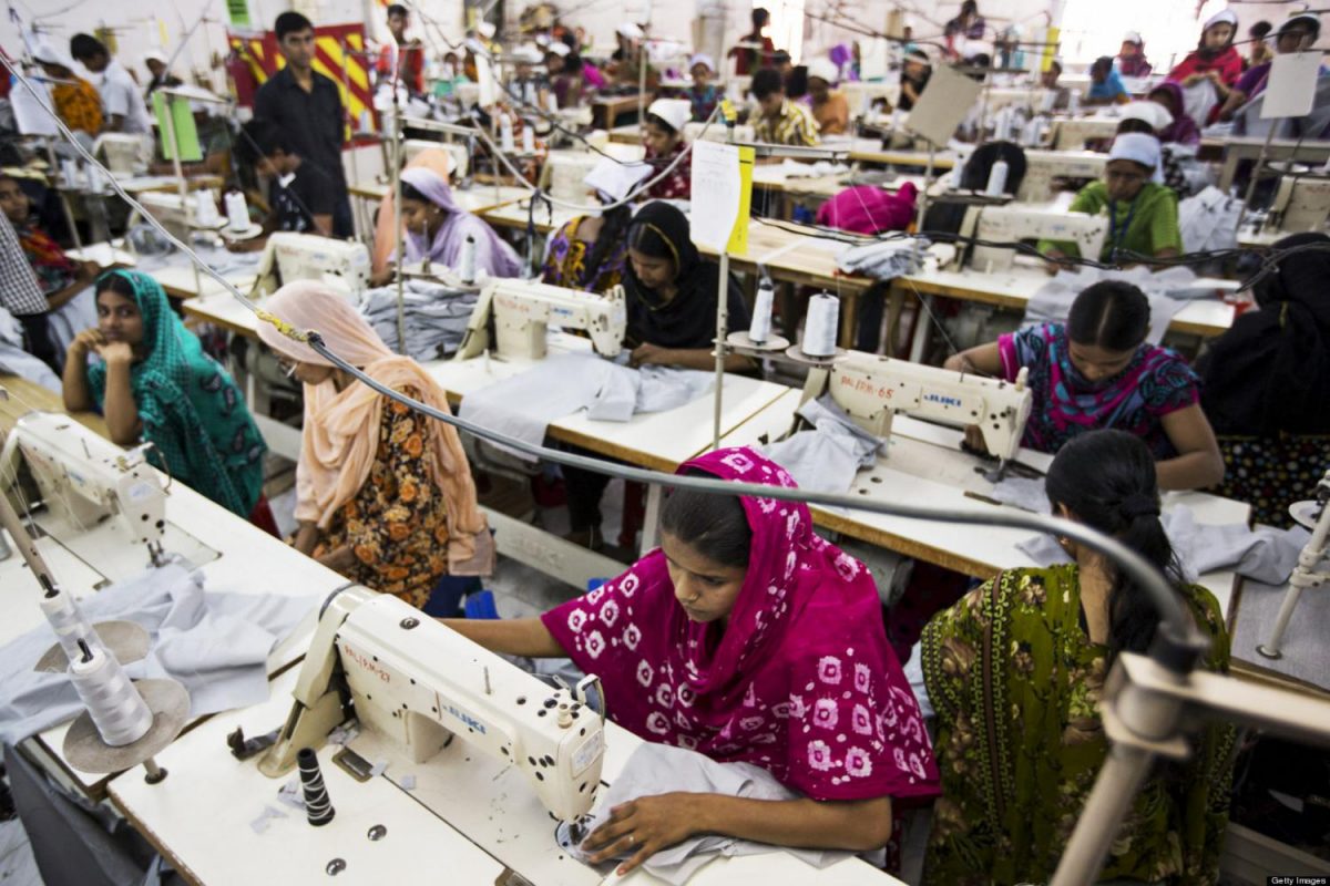 Women work in one of the five thousand garment factories in Bangladesh.