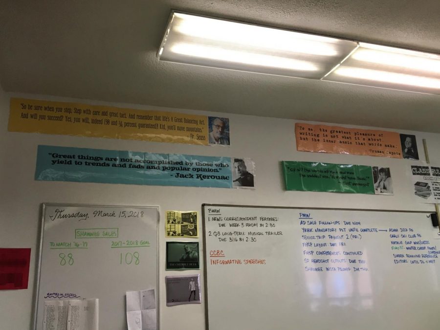 Posters with quotes help brighten Mr. Fitzpatrick's room.