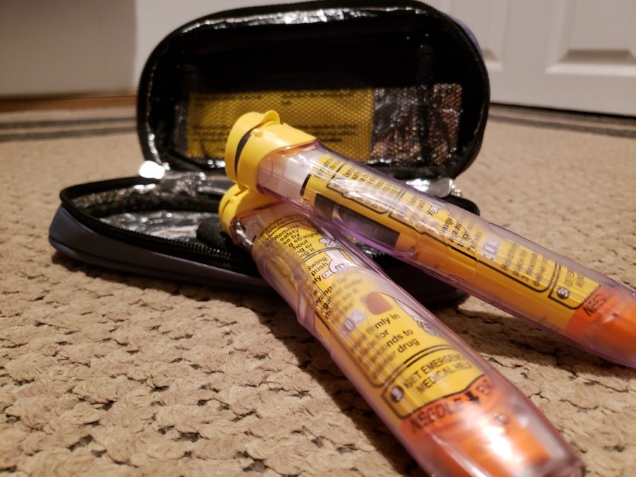 Freshman Sarah Levenson's EpiPen provides needed medication for peanut allergy.
