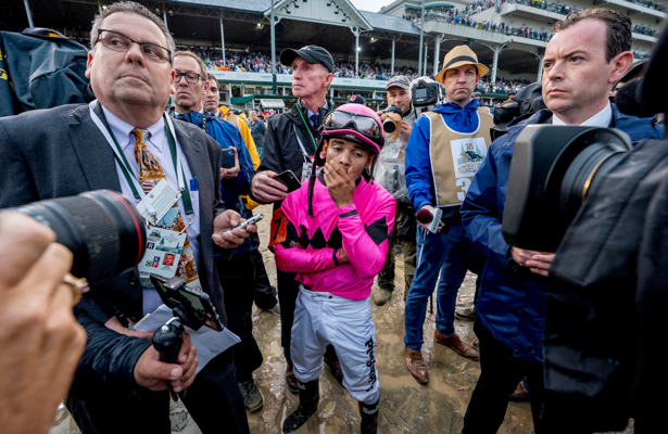 Devastation+sets+in+for+Maximum+Security%E2%80%99s+Jockey%2C+Luis+Saez%2C+as+he+learns+he+was+disqualified+for+interference+after+further+review+of+the+race.