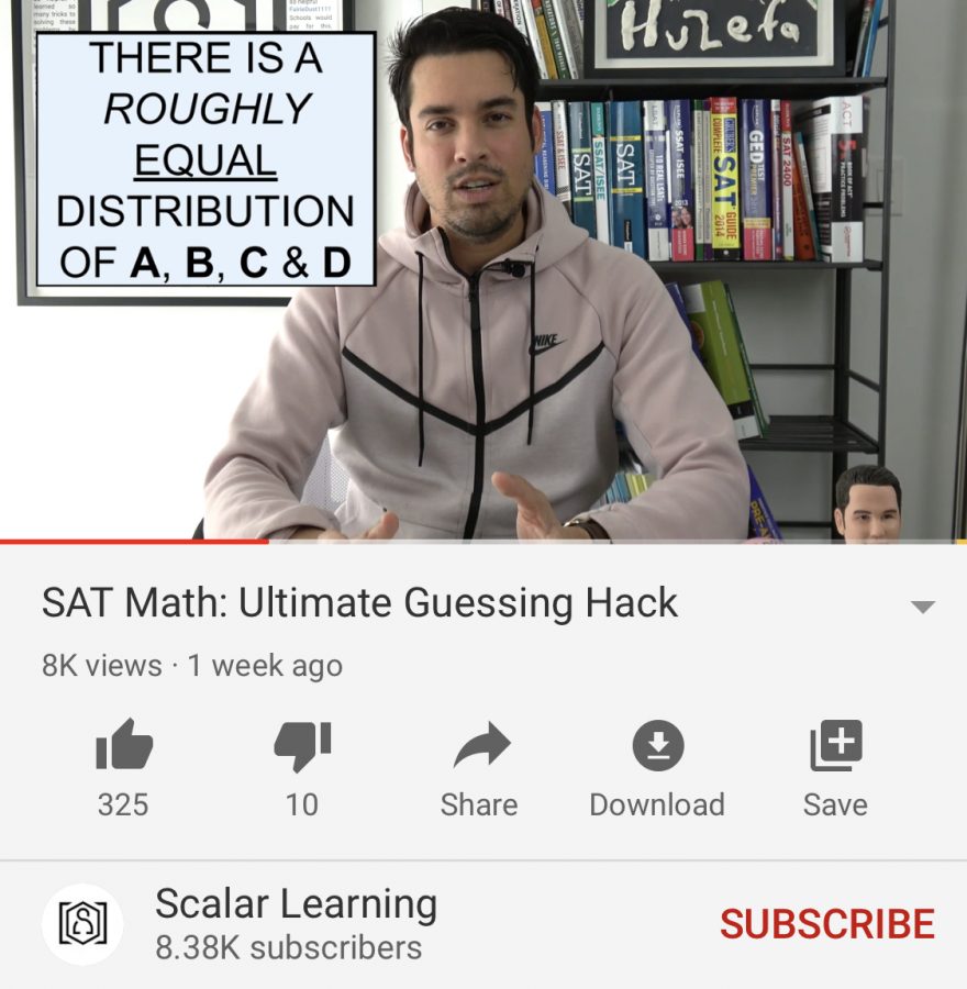 There are many videos that exist on the internet giving advice to students for standardized testing. This video shows a man telling his viewers the best way to guess on the SAT Math section.