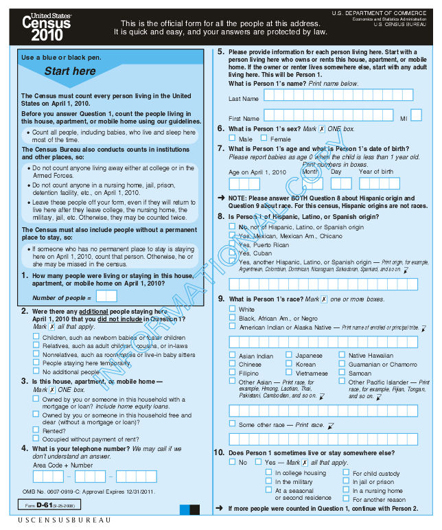 An+old+Census+form+from+2010+shows+an+example+of+how+Census+forms+will+look.