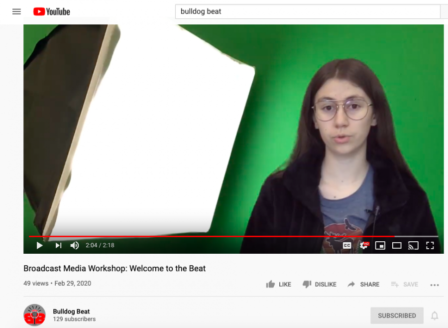 Junior Elizabeth Shane talks about the different roles students have in Broadcast Media Workshop as part of Mr. Aaron Fitzpatrick's infomercial. 