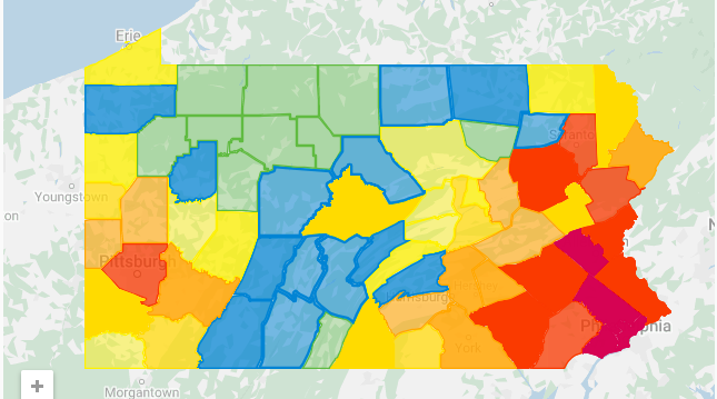 This+map+shows+the+amount+of+cases+in+each+of+the+counties+in+Pennsylvania.+The+darker+colored+counties+are+where+there+are+a+larger+number+of+cases%2C+whereas+the+lighter+colored+counties+have+been+less+impacted.%0A