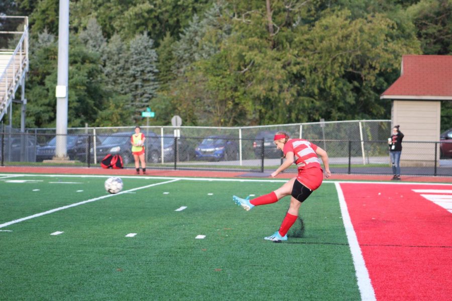 Junior Tory Valles clears the ball out of the Bulldogs' territory in a game against
Mohawk on Sept. 23.