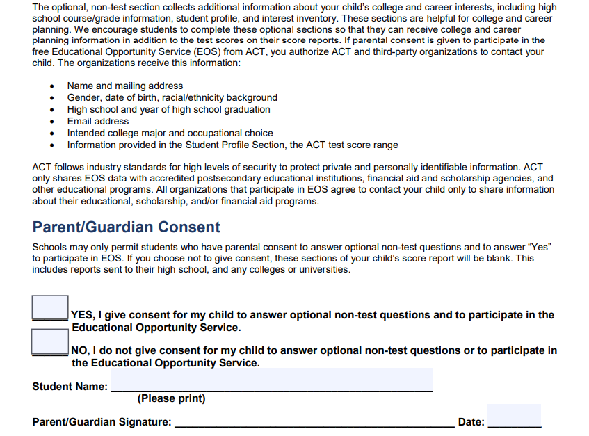 Not+all+students+are+forced+to+reveal+their+ethnicities+and+extra+information+on+the+ACT.%0AParents+or+guardians+can+sign+a+form+saying+they+do+not+consent+to+their+child+answering+optional+questions+unrelated+to+the+test.