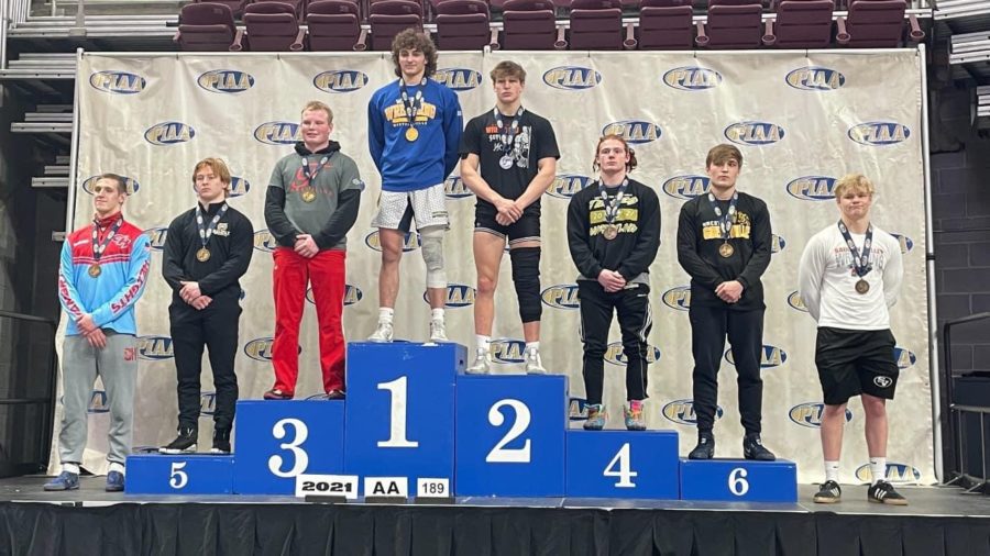 Senior Trent Schultheis finished his Freedom wrestling career with a third place finish
in the PIAA championships on March 12.