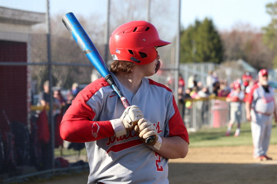 Sophomore Jacob Milbert steps up to the plate and waits for the perfect pitch.