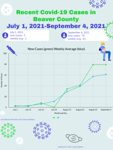 These are COVID-19 cases in Beaver County from July 1, 2021 through Sept. 4, 2021. 