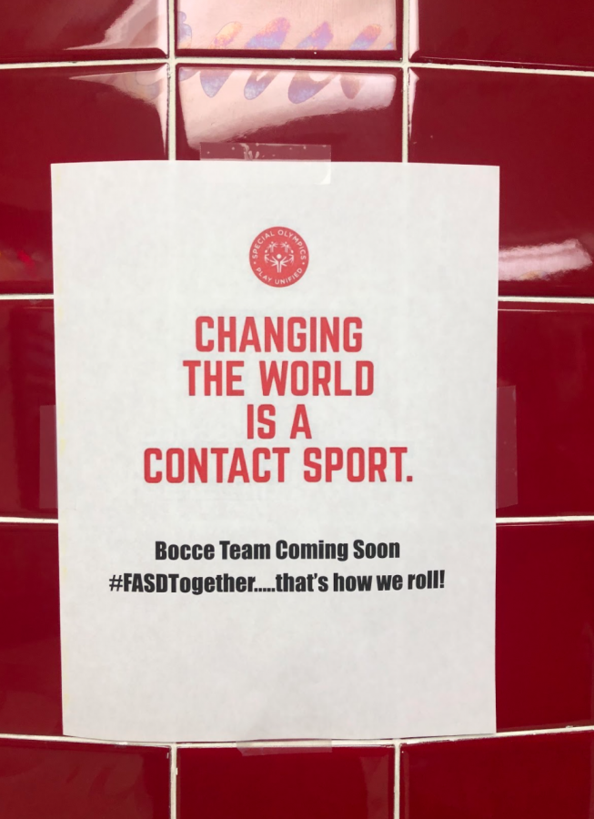 Posters were hung around the school announcing that a bocce team was officially coming to Freedom High School on Oct. 1.