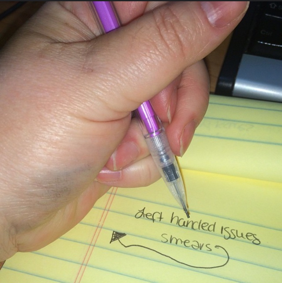 As+shown+here%2C+pencil+lead+often+gets+onto+the+side+of+lefties%E2%80%99+hands+as+they+write%2C+which+is+just+one+of+the+many+struggles+they+encounter+daily.