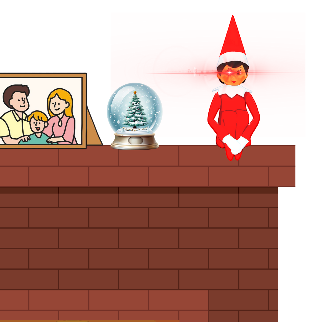 Spy on the shelf: The Elf on the Shelf is portrayed surveying your house and monitoring your every move. This is one of the many strange Christmas traditions students' families may participate in during the Holiday season.