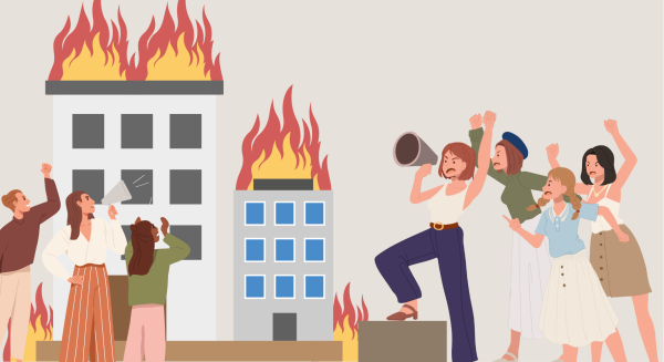 Burning Anger: While there is a great amount of citizens who participate in peaceful and respectful protests, there is an equal amount of those who participate in protests that are dangerous and destructive. Buildings have been destructed throughout protests, causing harm to many.