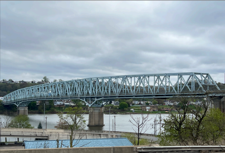 Under construction: Standing tall over the Ohio River, the Rochester-Monaca Bridge is occupied with construction
workers working to make repairs. The nearly $7 million dollar project aims to provide safer transporation.