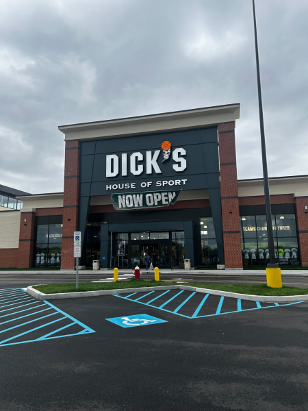Now open: The Dicks House of Sport reps a large banner drawing customers into the brand new store. The store has approximately 100,000 square feet of space to hold merchandise. 
